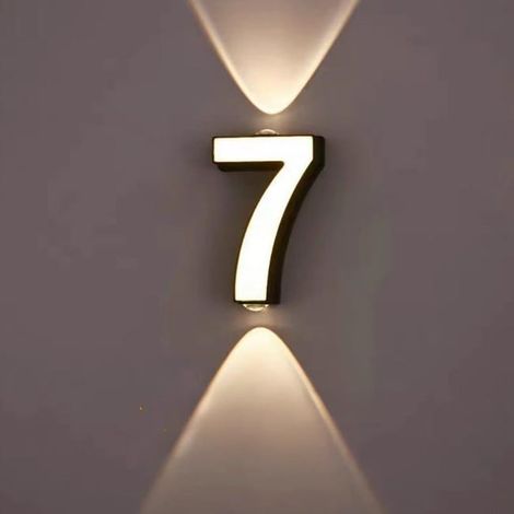 Aplique LED de exterior para pared, apto para puertas numeradas del 0 al 9, para puertas y balcones, luz cálida de 7W. (1/5)