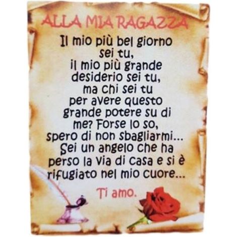 TRADE SHOP - Calamita Magnete Magnetino Rettangolare Idea Regalo Frasi Dedica Fidanzata -