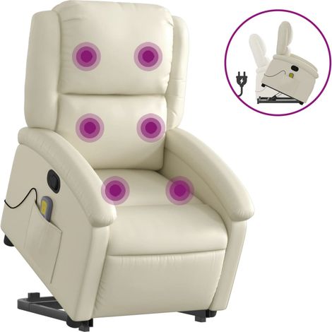 Maison Exclusive - Massagesessel mit Aufstehhilfe Creme Kunstlede