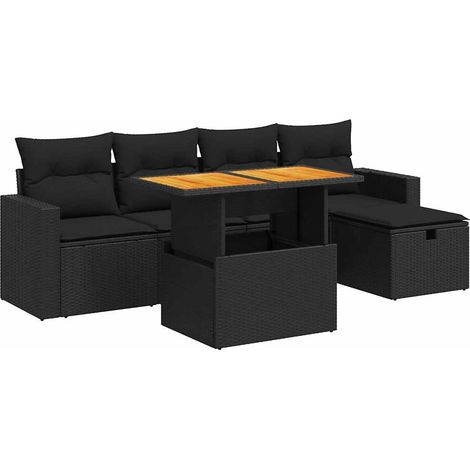 Maison Exclusive - Set sofás jardín y cojines 6 pzas ratán sintét (1/5)