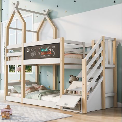 Letto per bambini con contenitore 90x200 legno bianco OKMYHOME (1/5)