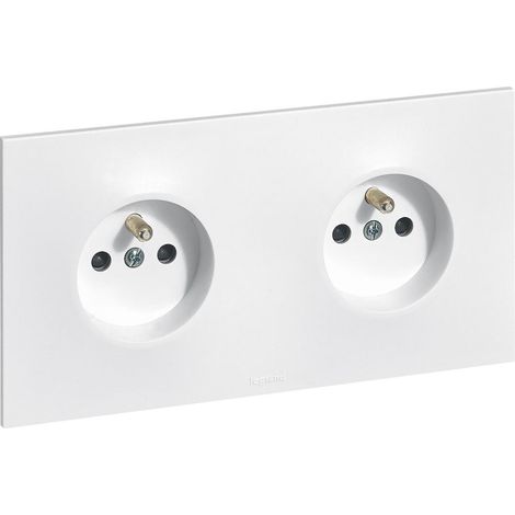 [JAMAIS UTILISÉ] Legrand – Double prise de courant 2P+T 16A précâblée – Installation rapide – Finition blanche – Design Neptune – Pour espaces intérieurs