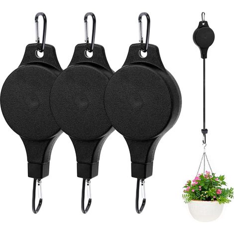 3 crochets de plante extensibles avec mousqueton, poulie à verrouillage automatique pour panier suspendu mangeoire oiseaux jardin (1/5)