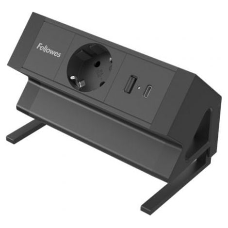 Regleta Sobremesa Fellowes 100137172/ 1 Tomas de corriente/ 1 USB - 1 USB Tipo-C/ Cable 2m/ Negra