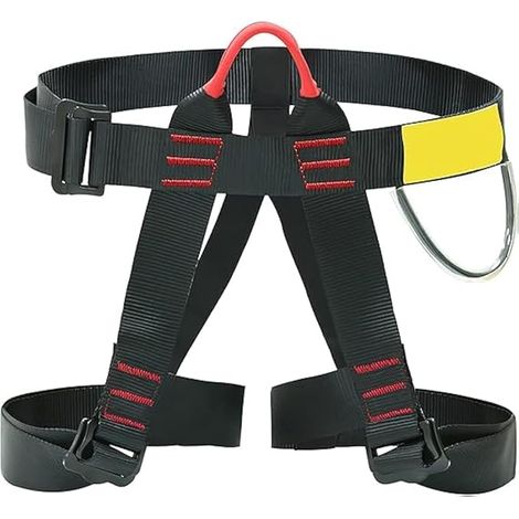 Klettergurt, Befestigender Klettergurte Absturzsicherung Sicherheitsgurt zum Feuerrettung, Bergsteigen, Halber Körperklettergurt Kletterausrüstung für Frauen Männer Kinder, Schwarz