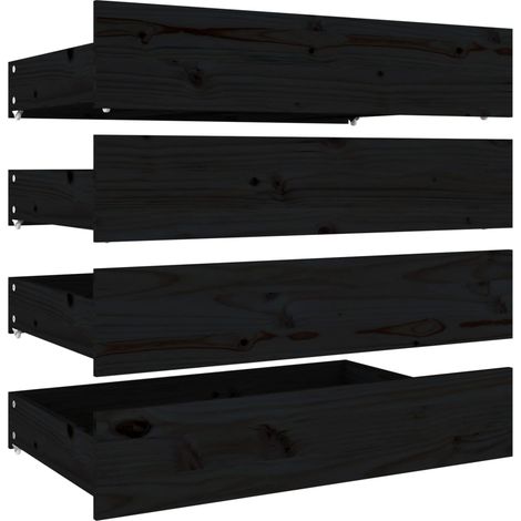 Letto contenitore con cassetto e rotelle set da 4 in legno di pino nero TDL0206808