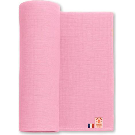 Maxi Lange Bébé Multi-Usage en Coton Biologique Couverture et Doudou Rose 1 x 1 m - PANGIVO (1/5)