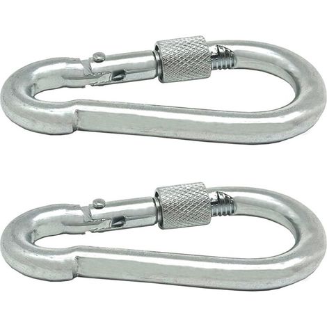 Feuerwehrkarabiner mit Sicherheitsverschluss "MSQ02" 70x34x7mm aus verzinktem Stahl (2 Stück)
