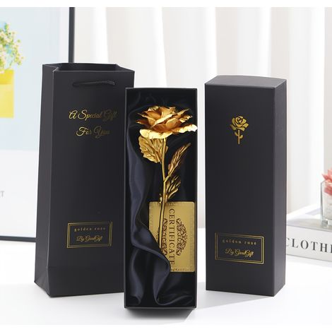 Coffret Cadeau Rose en Feuille d'Or pour Fête d'Anniversaire ou Cadeau pour Petite Amie - Rose Artificielle en Boîte (1/5)