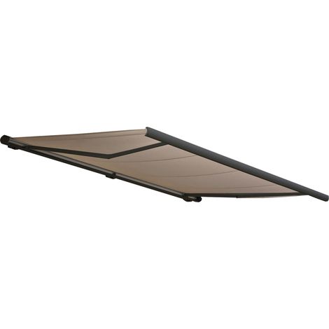 Elektrische Kassettenmarkise HHG-432, Markise Vollkassette 4x3m Polyester Sand, Rahmen anthrazit (1/5)