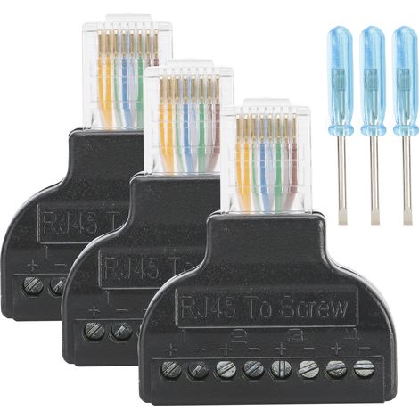 3 Kits Adaptateur RJ45 Mâle vers 8 Broches à Vis pour Connexion Audio Vidéo Numérique (1/5)