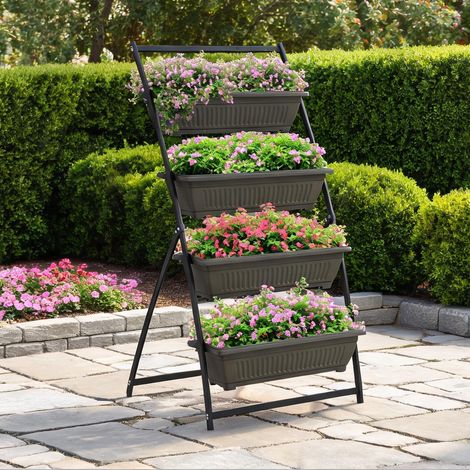 Porte-plantes coloris marron en acier plastique 76 x 79 x 162 cm (1/5)