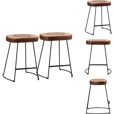 Tabourets de bar lot de 2 marron foncé 40x29,5x53 cm - Tabouret De Bar - Tabouret Retro - Chaise De Bar - Mobilier De Cuisine - Décoration Intérieure (1/5)