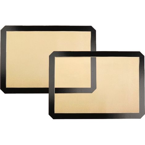 Set di 2 tappetini da forno in silicone, antiaderenti, riutilizzabili, senza BPA, rinforzati in fibra di vetro, per torte, 42 x 29,5 cm (1/5)