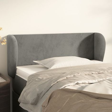 Tête de lit avec oreilles Gris clair 93x23x78/88 cm Velours vidaXL (1/5)