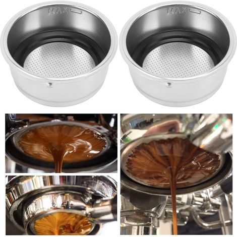 Portafiltro de 51 mm, cesta de filtro de café para 2 tazas – Cesta de filtro de café reutilizable de acero inoxidable 304 de 51 mm para cafeteras Delonghi y semiautomáticas. (1/5)