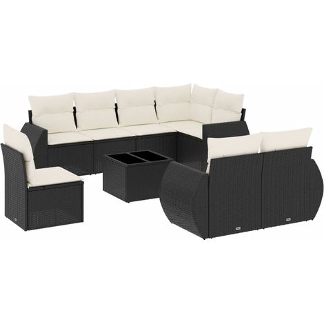 Maison Exclusive - 9-tlg. Garten-Sofagarnitur mit Kissen Schwarz