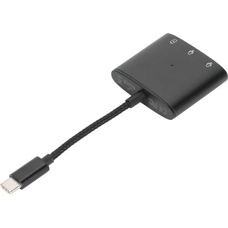 Adaptateur audio 3 en 1 USB-C vers prise casque 3,5 mm et port de charge - Noir spatial (1/5)