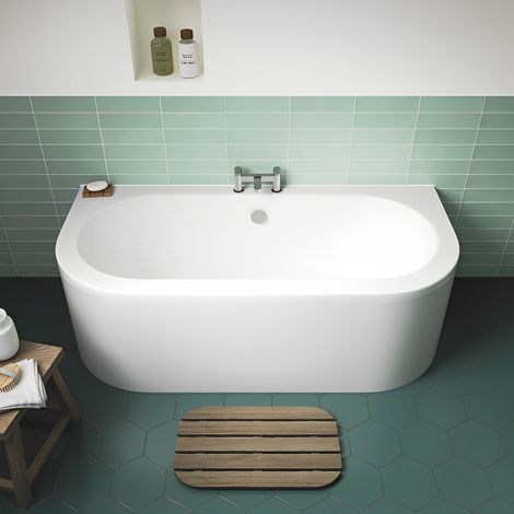 Nuie Shingle Double Ended Back to Wall Bath with Panel 1700mm x 750mm (inc Leg Set) (1/4)