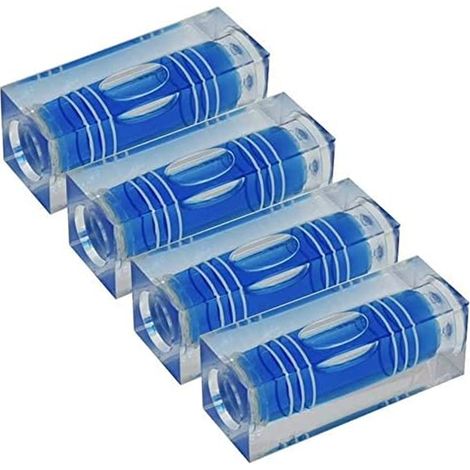 Lot de 4 mini niveaux à bulle haute précision à trois lignes, Convient pour la Mesure du Site et de la Maison - 40 x 15 x 15 mm - Bleu (1/4)