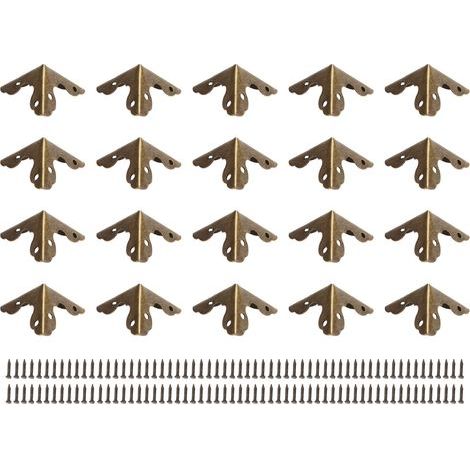 20 Pièces Protections d'Angle Métal Style Vintage Élégant, Cornières Triangulaires en Fer Premium pour Boîte en Bois (1/5)