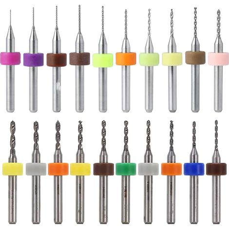 20 Pcs 0.1-1.0mm, 1.1-2.0mm PCB Circuit Imprimé Carbure de Tungstène Micro Forets Mini Twist Drill Bits Set Gravure Métallurgie pour Bijoux CNC Gravure (1/5)