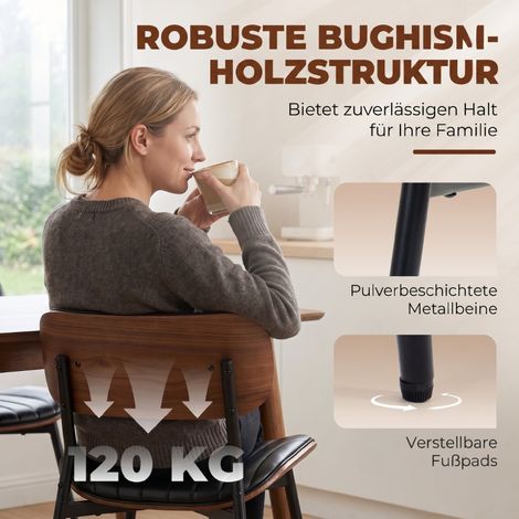 Chaise de salle à manger lot de 2, fauteuil de cuisine moderne, assise en similicuir, dossier incurvé, design élégant. (1/5)