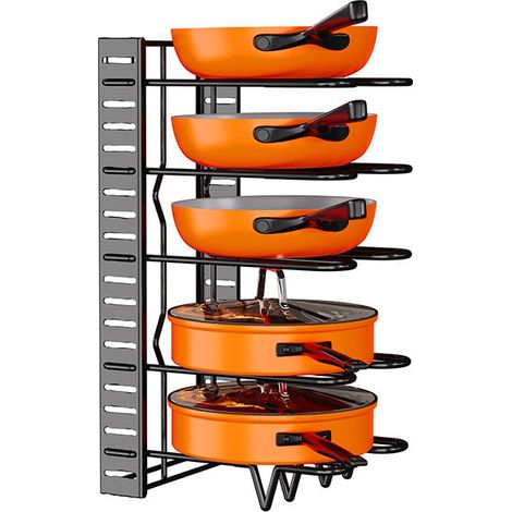 Support à casseroles réglable, multifonctionnel (Cinq niveaux [unilatéral] - Noir)
