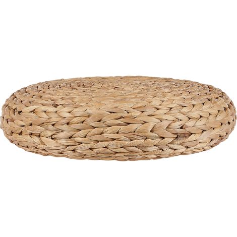 Puf de jacinto de agua natural 40 x 40 x 10 cm cojín de asiento moderno boho sala de estar Wahoo