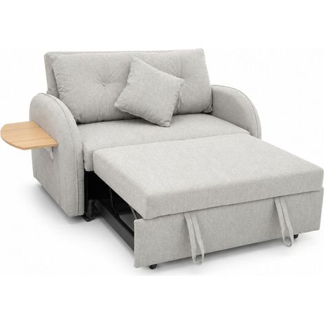 Home Heavenly® - Sofá cama THOR de 2 plazas sofá plegable tapizado en tela super soft, 88x143x95-220 cm. Color: Gris (1/5)