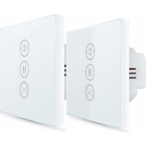 2x Interrupteur Volet Roulant Connecté, Ouverture Réglable, Commutateur Rideau Stores WiFi, Compatible avec Alexa Google Home pour Commande Vocale, Minuterie Intelligent Moteur Mural-- (1/4)