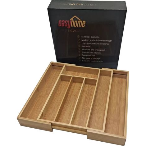 Boîte de rangement extensible pour couteaux et fourchettes de tiroir de cuisine, résistante à la poussière (1/4)