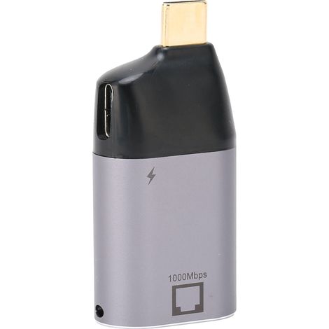 Adaptateur USBC vers RJ45 en alliage d'aluminium, convertisseur de chargeur Ethernet PD3.0 mâle/femelle (1/5)