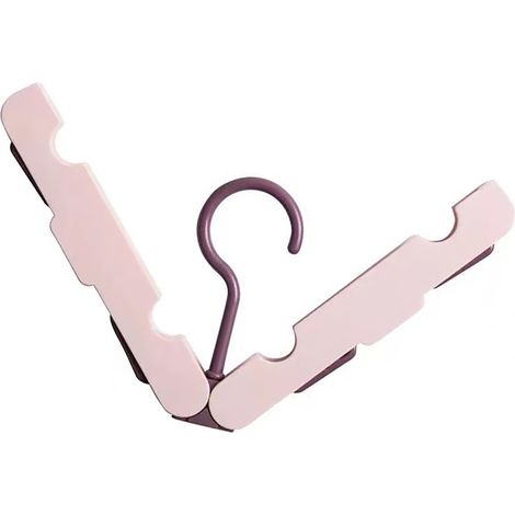 Cintre de voyage pliable, antidérapant et multifonctionnel avec pinces, rose, idéal pour la maison et les dortoirs. (1/5)