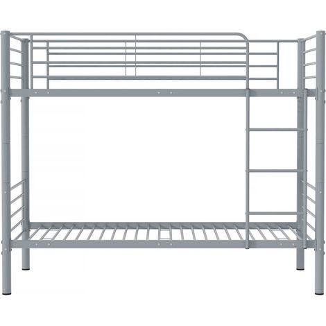 Habitat Et Jardin – Lit superposé 90 x 190 cm en métal gris – Structure robuste avec barrières de sécurité – Échelle incluse pour accès facile (1/4)