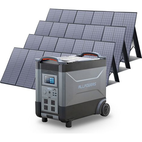Home Battery Power Station LiFePO4 3600Wh, Voice Control With 4Pcs 400W Solar Panel For Home Backup Outdoor ALLPOWERS R4000 (1/5)