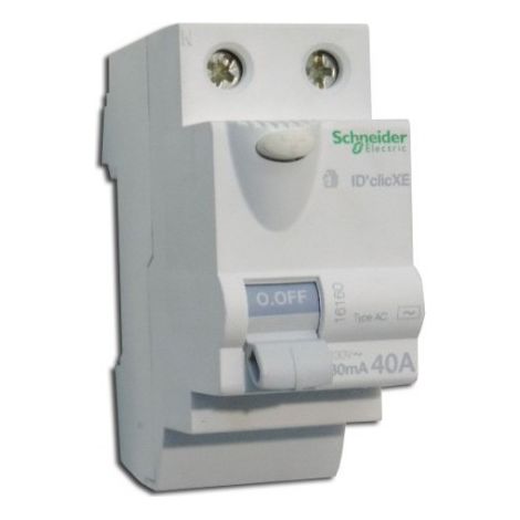 Schneider Electric – Interrupteur différentiel 40A 2P 30mA Type AC – Protection par embrochage sur répartiteur Distri'clic XE – 16160