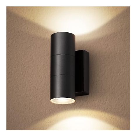 Lampe Murale LED Moderne Extérieure 10 W, Lumière Extérieure Étanche IP65, Éclairage Mural GU10 Aluminium 3000 K Jardin, Garage, Patio, Entrée, Lumière Extérieure Blanc Chaud, Noire, 260mm90mm90mm (1/5)