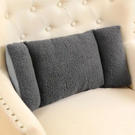 3-teiliges Rückenkissen, Lendenkissen, Kissen - Sofa-Lendenkissen - Autokissen (dunkelgrau)
