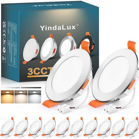 Spot LED Encastrable 68mm 5W 550LM Spots de plafond IP44 Spot salle de bain, Blanc Chaud 3000K Blanc Neutre 4000K Blanc Froid 6000K Réglable, Trou Φ65-75mm, AC220-240V, Lot de 6, Noir
