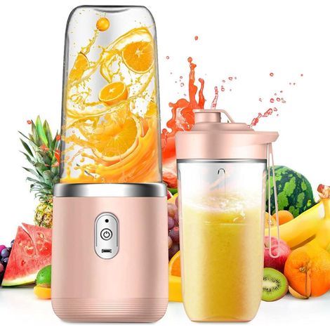 Frullatore portatile/frullatore da tavolo/frullatore elettrico da 400 ml, ricaricabile tramite USB - rosa (1/4)