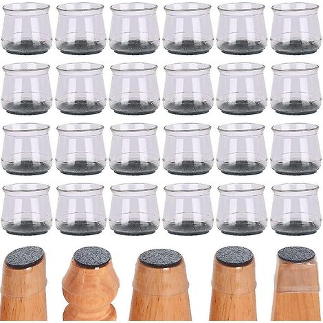 Lot de 24 protège-pieds de chaises en silicone pour parquets, couvre-pieds de tables, embouts de protection pour pieds de tabourets, coupelles de meubles avec feutre (1/5)