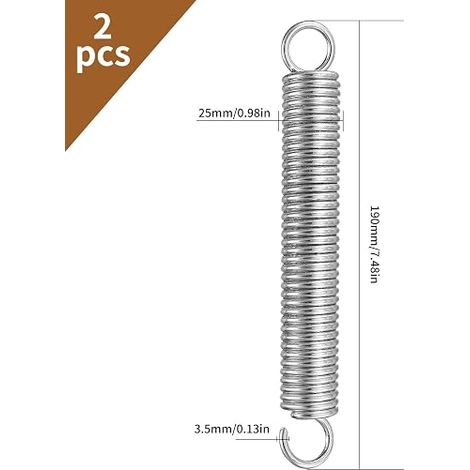 Assortment of Traction Springs 190mm Carbon Steel Pressure Compression Springs with Double Hook, Wire Diameter 35mm/OD 25mm (1/4)