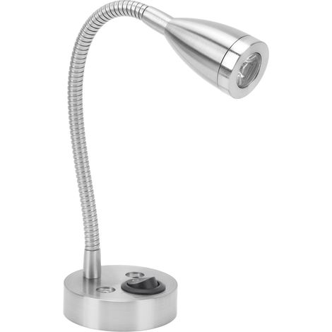 Lampe de chevet RV LED orientable 360° avec col de cygne flexible pour camping-car, camion, bateau, voiture - 12V-24V DC, argenté (1/5)