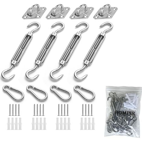 Kit de Fixation pour auvent de Jardin, Triangle et carré, rectangulaire, Accessoires de Fixation de Voile d'ombrage en Acier Inoxydable Robuste (1/5)