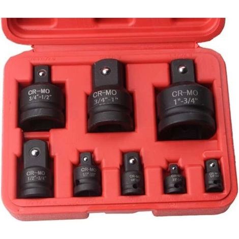 Coffret de réduction pour boîte à outils : adaptateur de douilles à chocs de 1/2 à 3/8, 3/8 à 1/4 et 3/4 à 1/2 pour voiture et vélo (ensemble B) (1/4)