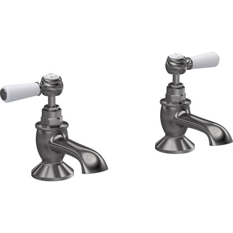 Hudson Reed Topaz Hexagonal Lever Bath Taps Pair - Brushed Pewter (1/2)