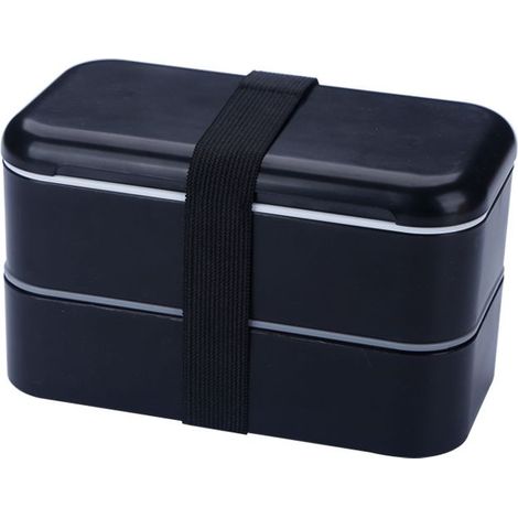 Lunch Box Noir Couverts Bento Box 2 Compartiments Hermétiques 1200 ML Micro-Ondes Lave-Vaisselle Boîte Déjeuner Adulte Enfant (1/4)