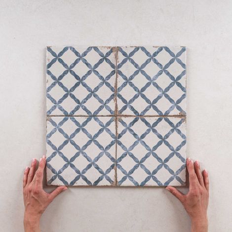 Carrelage imitation carreaux de ciment 20x20 cm – Grès cérame émaillé – Effet mat – Boîte de 0,52 m² – Pour cuisine et salle de bain