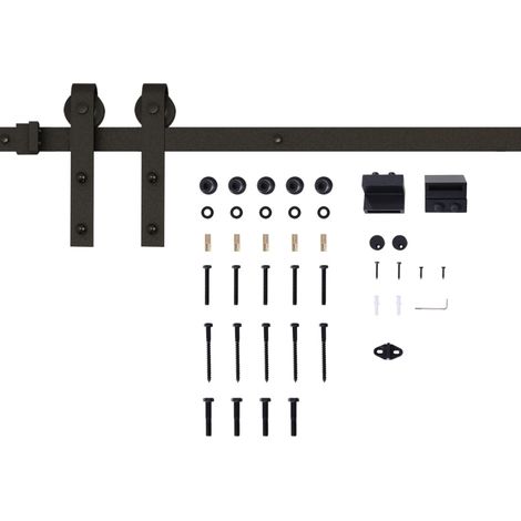 Kit di ferramenta per porta scorrevole in acciaio nero 2 m, 100 kg (1/5)
